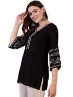 Short Kurti for Women | Indian Women's Tunics Tops | Rayon Top with 3/4 Designer Sleeves | Kurta Shirt Top for Ladies