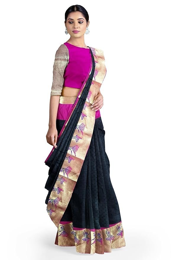 Kanjivaram Silk Sarees with Woven Zari work | 80% Pure Kanjeevaram silk and 10% Art Silk