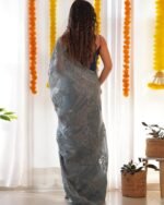 Women Embroidered Semi-Sheer Organza Saree - Image 2