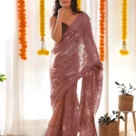 Women Embroidered Saree with Contrast Border