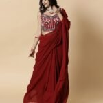 Women Georgette Saree with Embellished Blouse